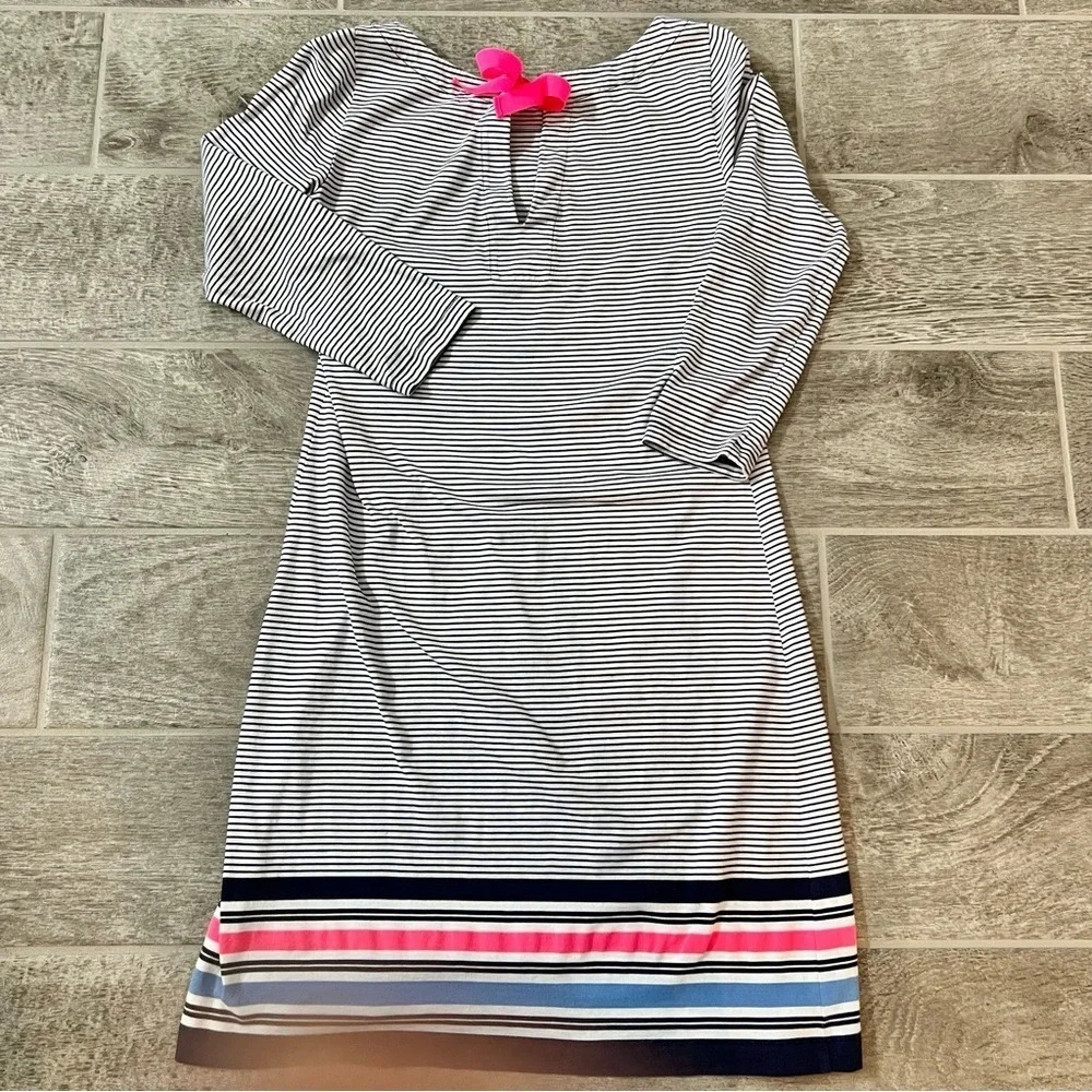LILLY PULITZER Noelle Striped Shift Dress in Blue White Pink Cotton Size XS - Picture 3 of 9